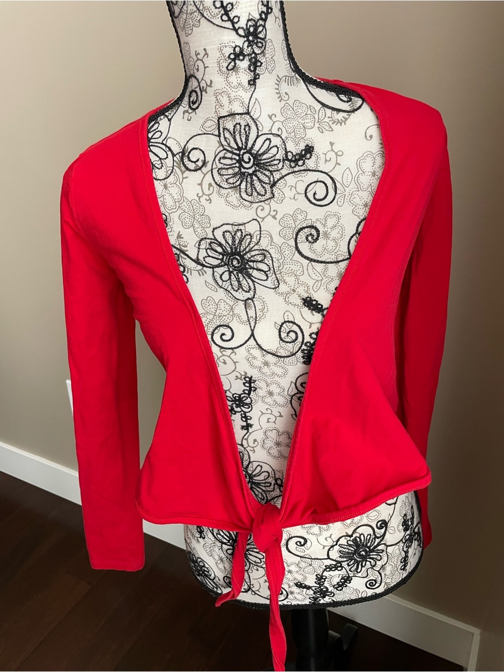 Sunday Best Red Long-Sleeve Tie-Front Top